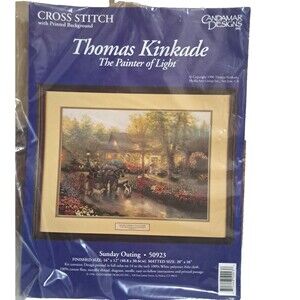 CANDAMAR DESIGNS Thomas Kinkade "Sunday Outing" Cross Stitch Kit #50923 NIP